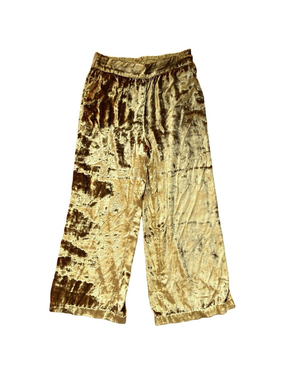 Anthropologie Maeve Pants Anastacia Golden Yellow Plush Velvet Wide-Leg Medium